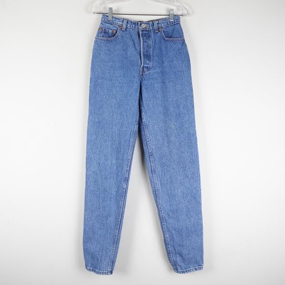 Vintage Levi's 501 Mom Jeans Women's 26x32 High Waist Tapered Leg 90s - Picture 1 of 14